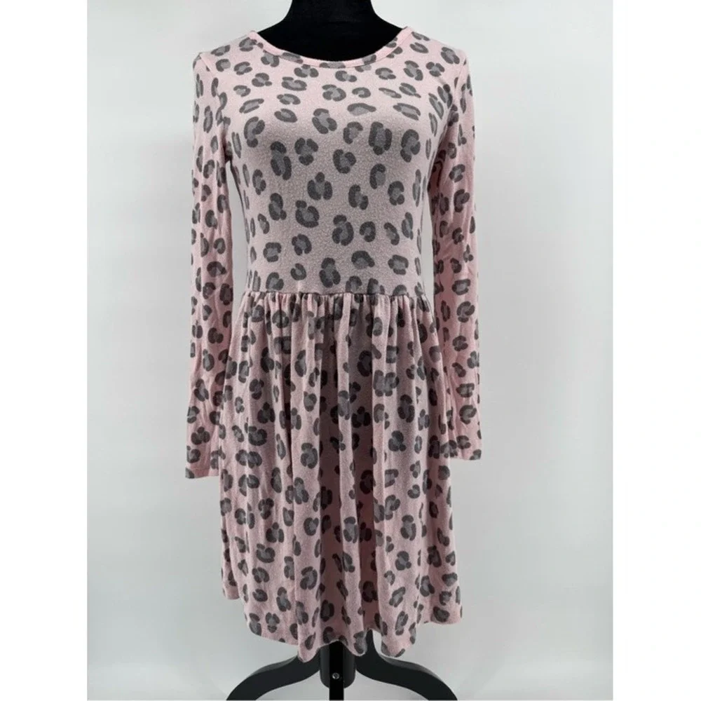 Cat & Jack Pink Leopard Print Long-Sleeve Girls Dress
